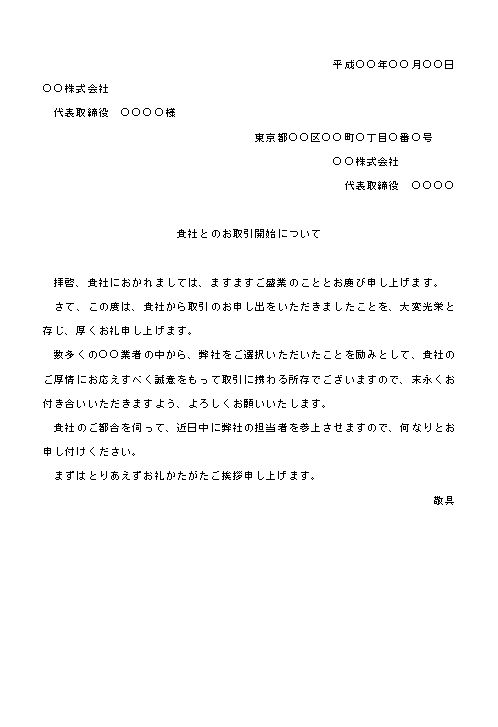 ビジネス文書の書き方-新規取引先への挨拶